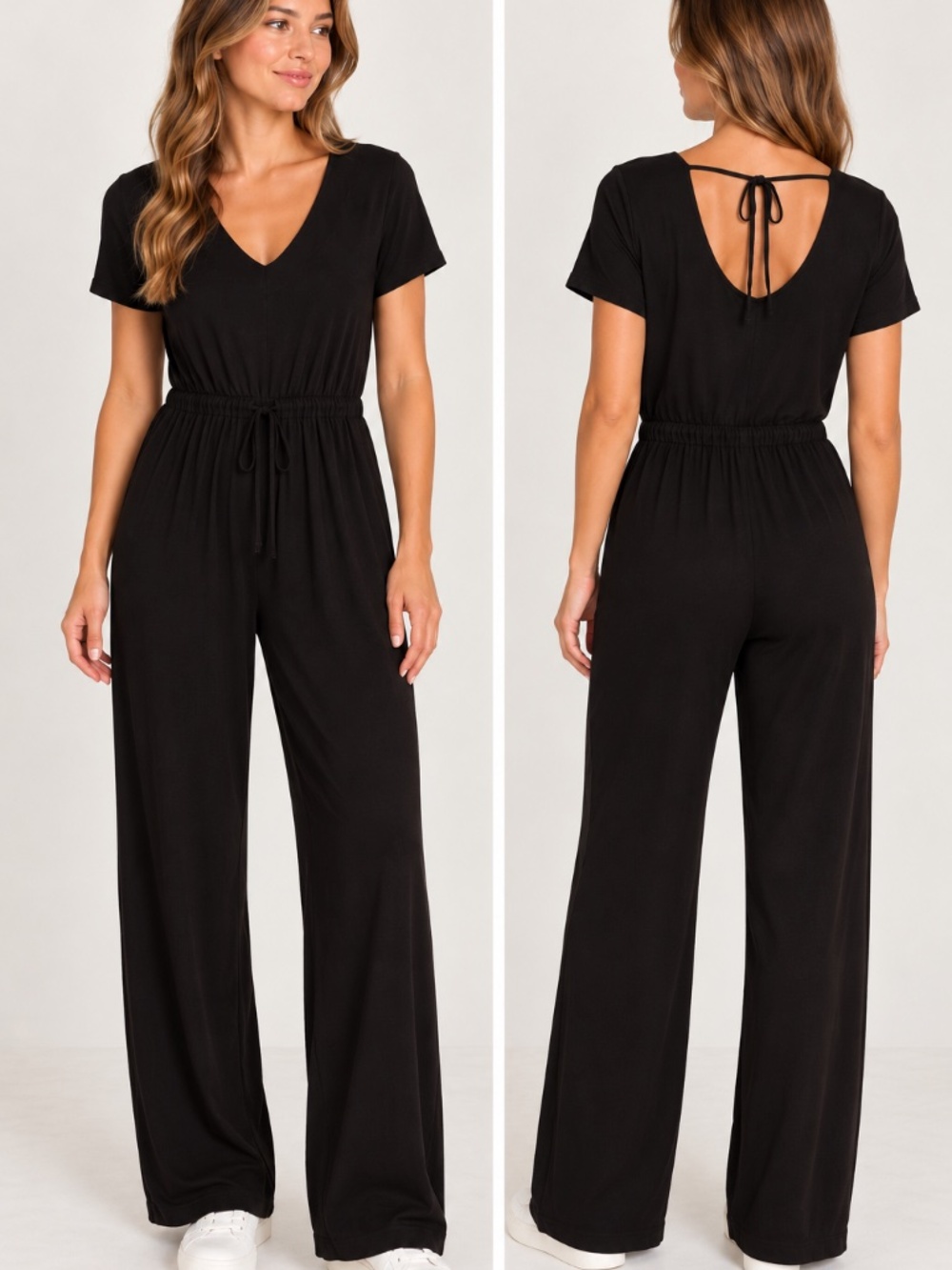Nik and Nash Women’s Black Short Sleeve Jumpsuit, size Medium
